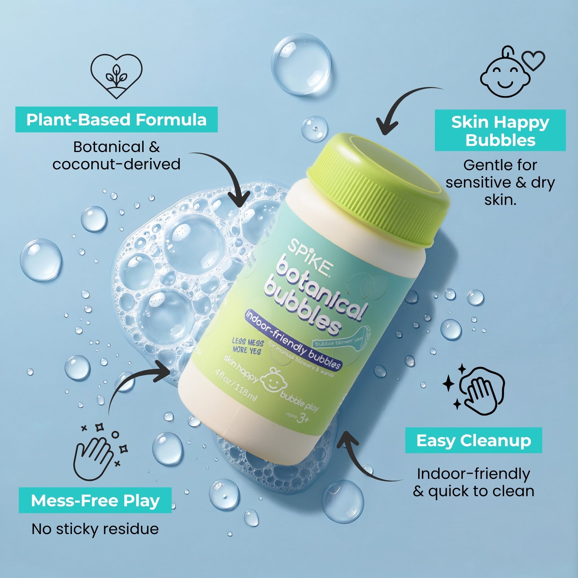 Spike Botanical Bubbles 4 fl oz Refill for Bubble Blower Use - innobaby