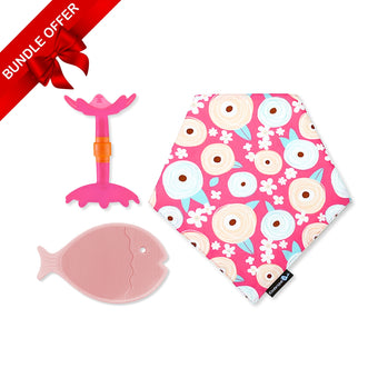 Teething Starter Set (Includes Star Teether, Mini Fish, Organic Cotton Bib) - innobaby