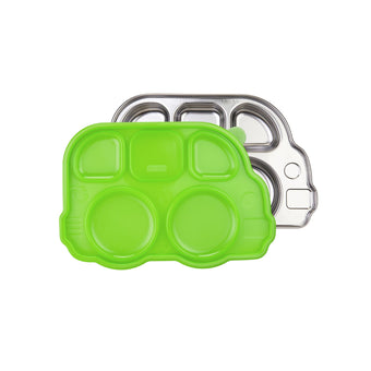 Stainless Divided Platter with Sectional Lid - Green