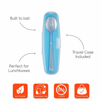Din Din SMART All Stainless Spoon & Fork Set (Case Included) - innobaby