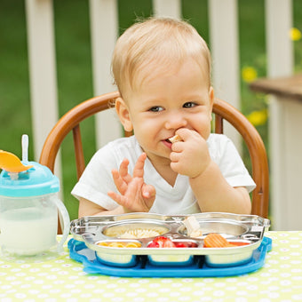 DIN DIN SMART STAINLESS BUS DIVIDED PLATTER w/ LID - innobaby