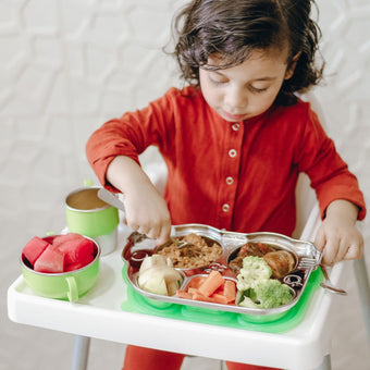 DIN DIN SMART STAINLESS BUS DIVIDED PLATTER w/ LID - innobaby