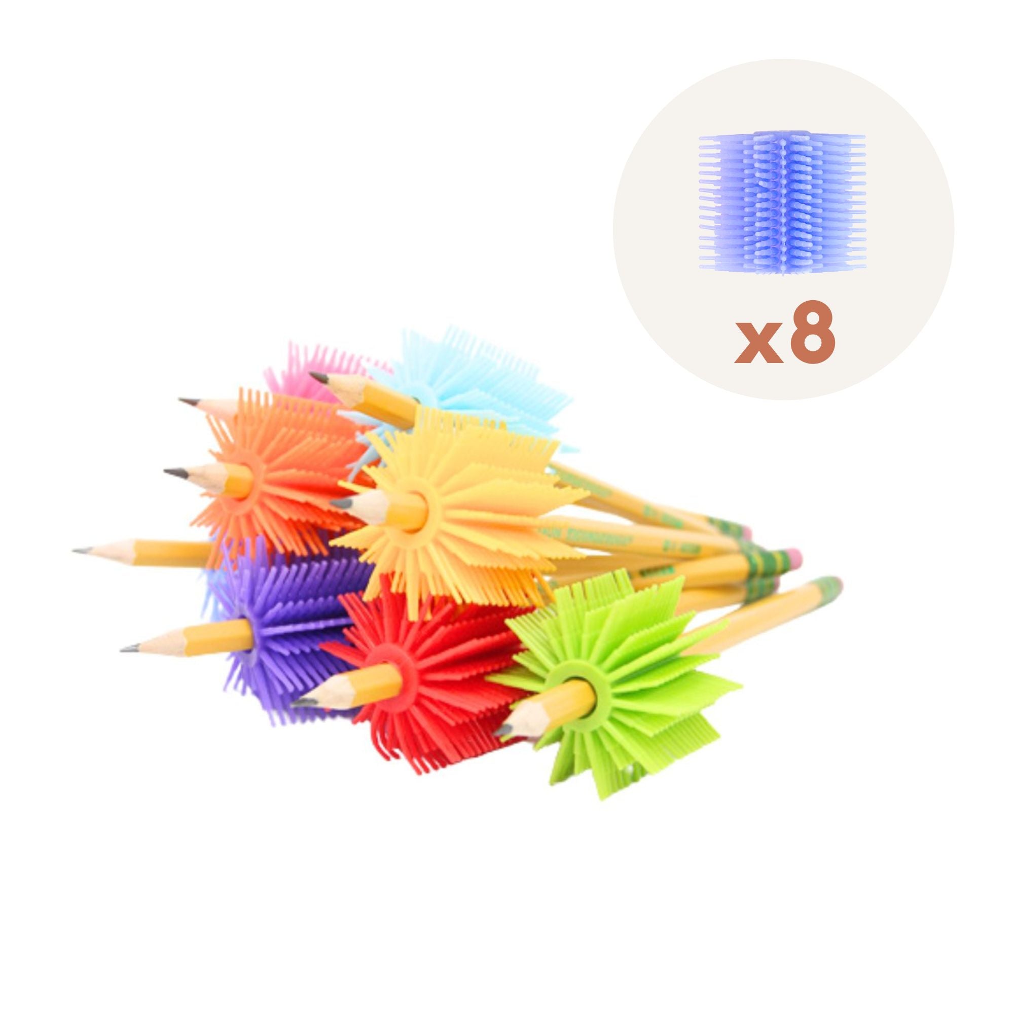 Spike Silicone Fidget Tactile Pencil GRIPPER / Party Pack 8 Assorted Colors - innobaby