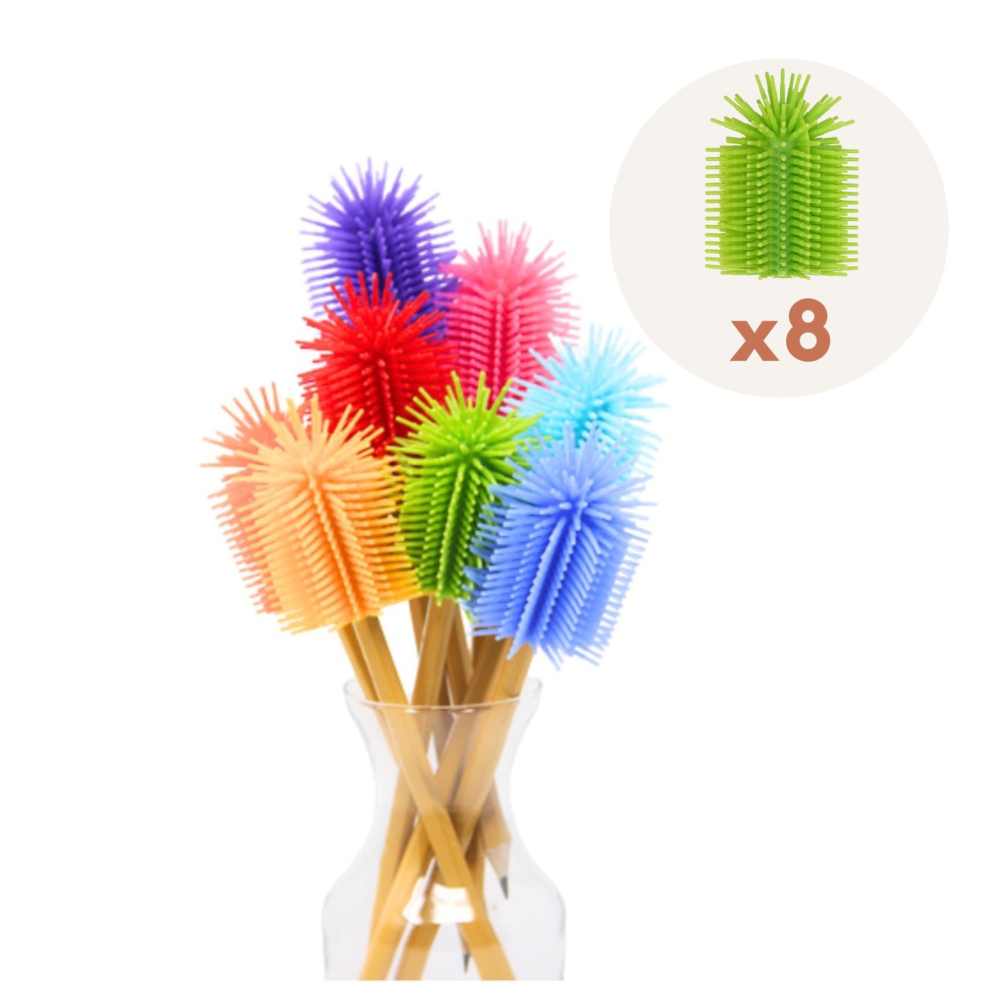 Spike Silicone Fidget Tactile Pencil TOPPER / Party Pack 8 Assorted - innobaby