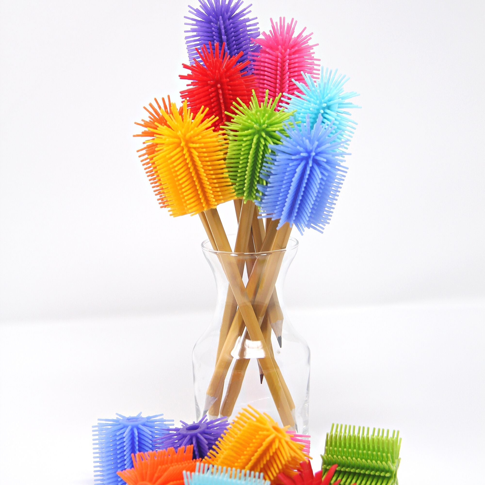 Spike Silicone Fidget Tactile Pencil TOPPER / Party Pack 8 Assorted - innobaby